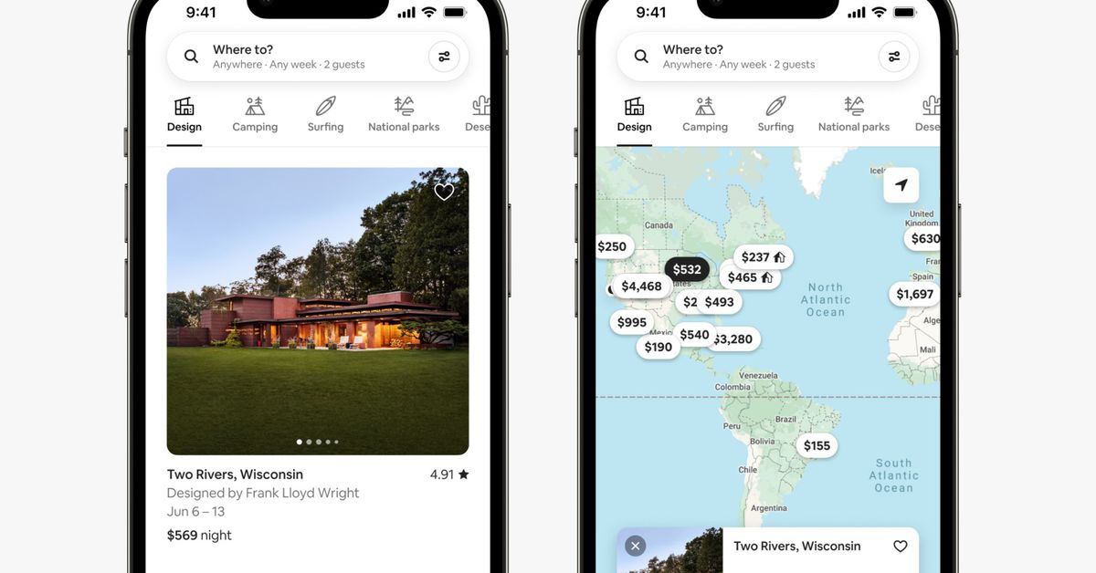 Airbnb's Summer 2022 redesign adds new Categories and Split Stays