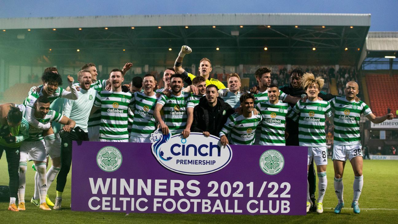 Celtic regain Scottish Premiership title in Ange Postecoglou's first season in charge