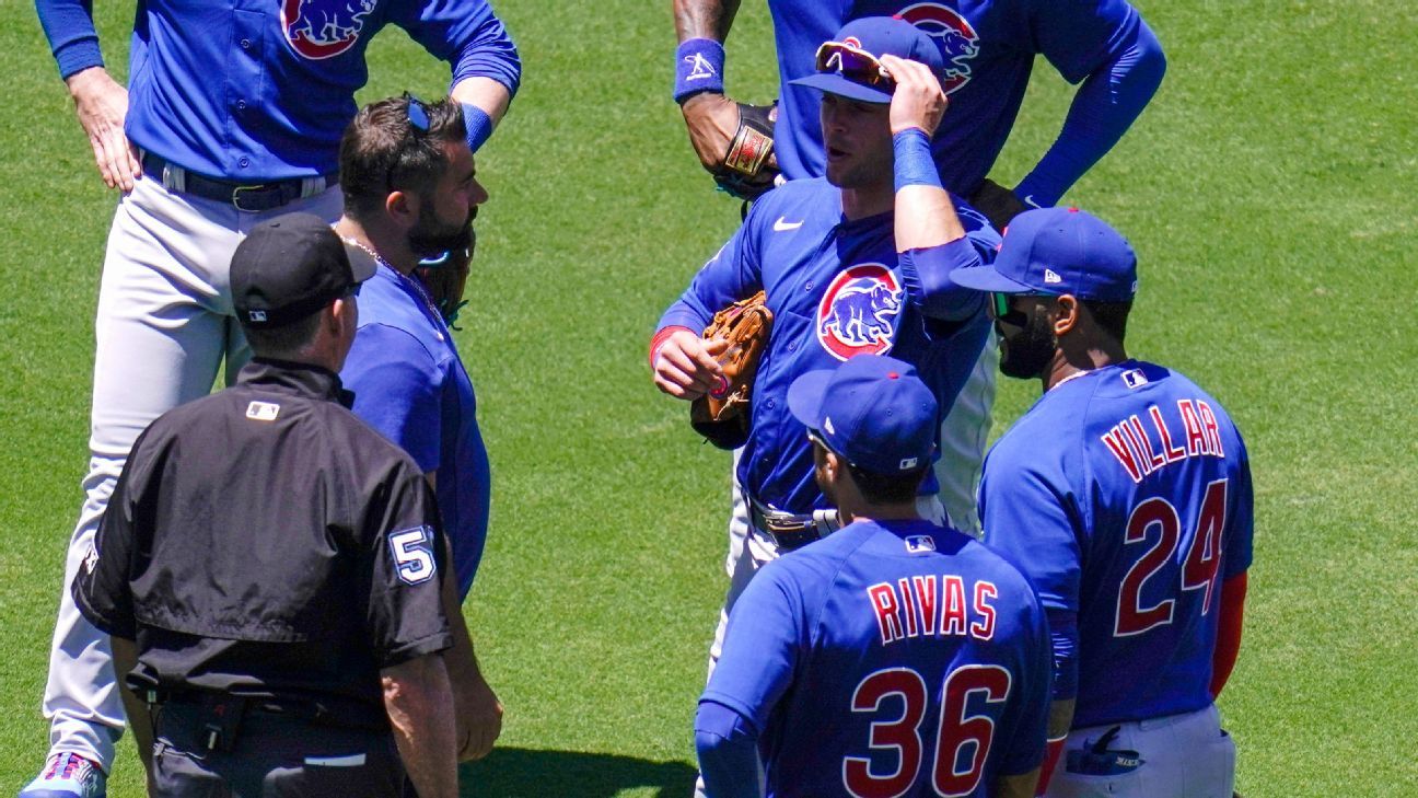 Chicago Cubs shortstop Nico Hoerner leaves game after colliding with umpire, day-to-day