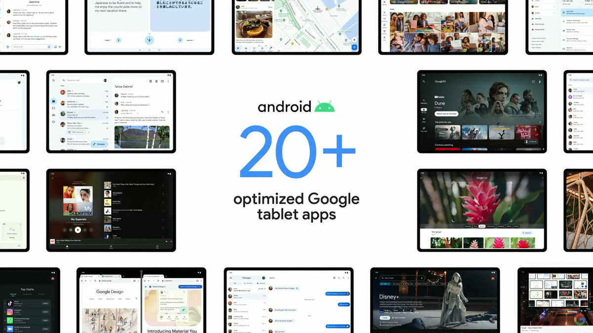 Google is updating more than 20 first-party apps to look good on Android tablets