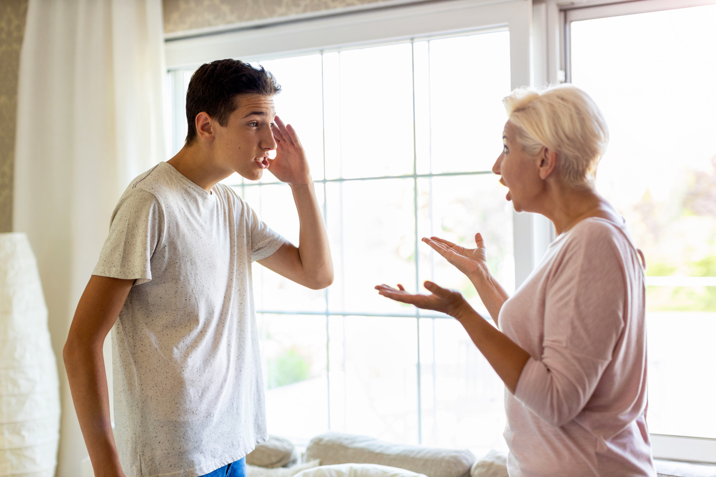 Mother arguing with teenage son